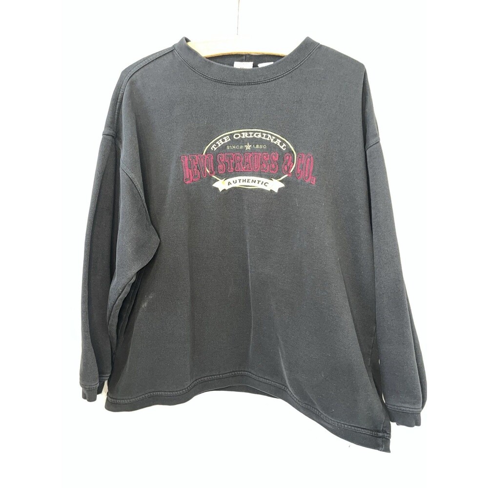Vintage Levi Strauss Pullover Crewneck Sweatshirt Embroidered Large 90s Y2K